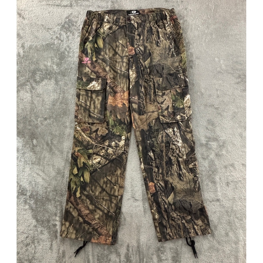 Mossy Oak Break-Up Country Camo Cargo Pants Womens L Side Elastic Drawstring Leg